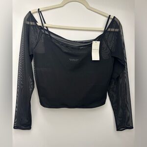NWT Abercrombie & Fitch Black Sheer Long Sleeve Top